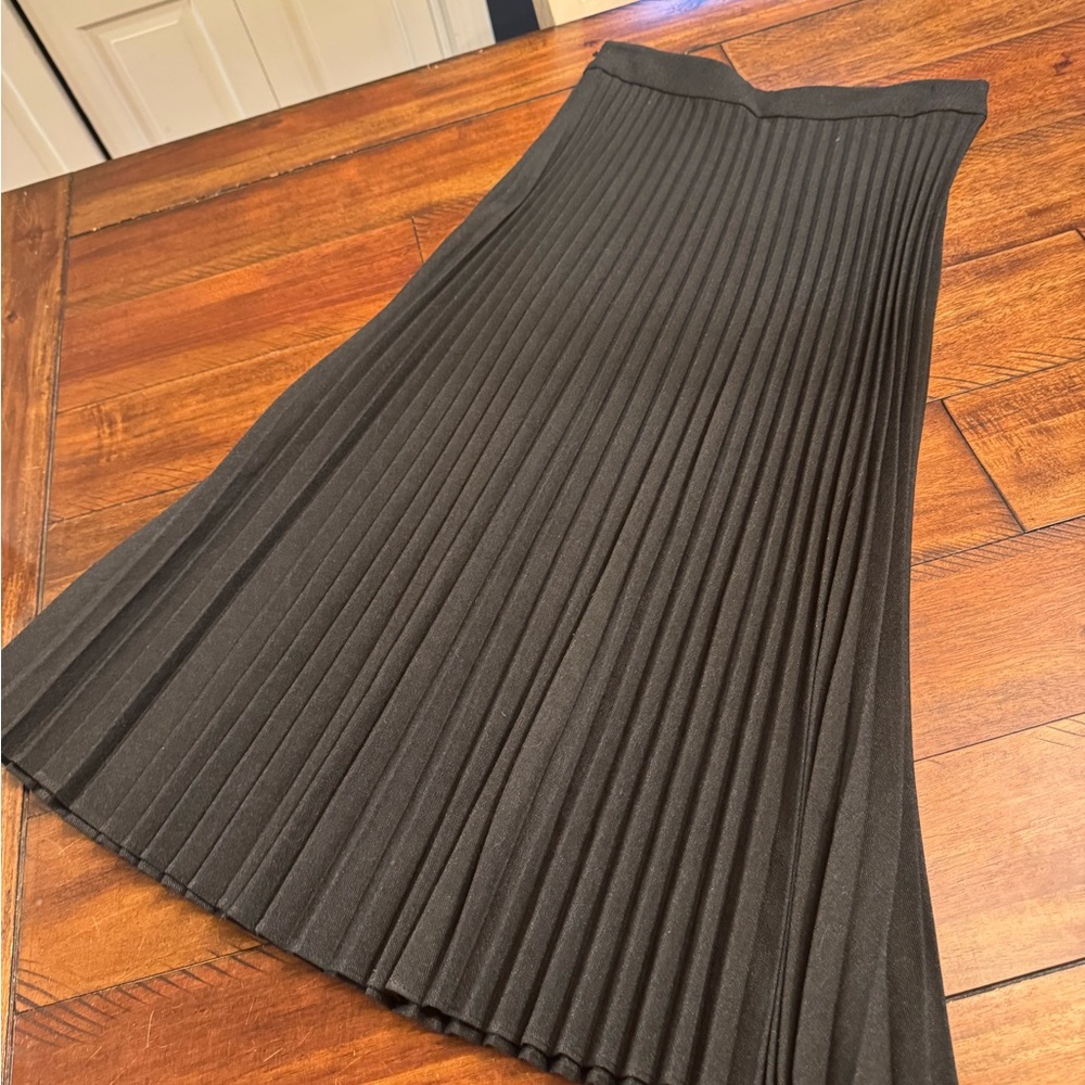 LOFT pleated gray midi skirt NWT